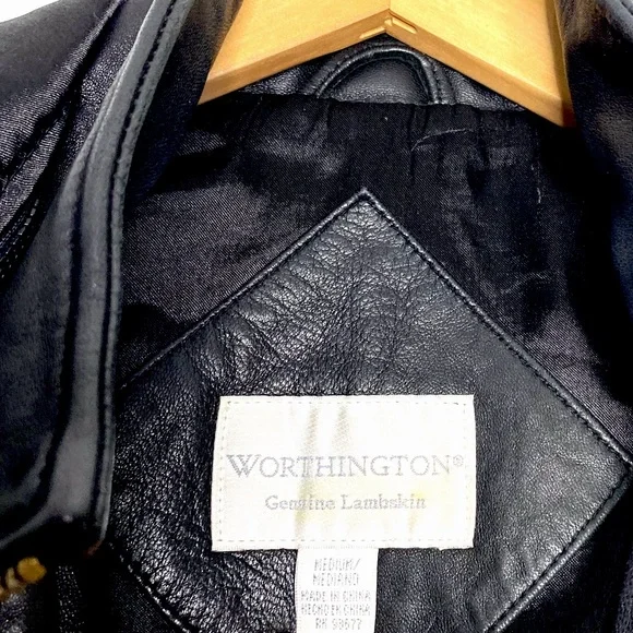 Vintage Genuine Lambskin Leather Black Parka w/ Fox Fur Trimmed Removable Hood - Picture 14 of 15